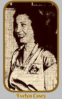 Image of Oklahoman girls basketball player Evelyn Casey, Byng High School, smiling looking to left, in uniform.From The Ada Evening News, Ada, Okla., December 12, 1941.