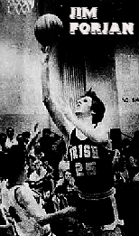 Jim Forjan, basketball player, York Catholic High School (Pennsylvania) up by the hoop about to score in his #25 IRISH uniform. From The Evening Sun, Hanover, Pa., December 1, 1979.