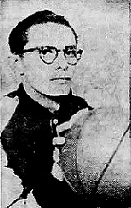 Joe Garcia, basketball player for St. Michael's Holy Name Catholic Club, Atlantic City, 3/4 view facing to our right, holding basketball, wearing eyeglasses. From the Atlantic City Press, A.C., New Jersey, February 11, 1951.