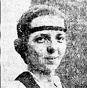 Portrait of Barabara Goss, with headband. Massachusetts girls basketball player for Melrose High School. From The Boston Daily Globe, Boston, Mass., April4, 1919.