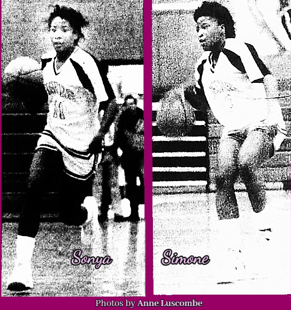 Twins Sonya (l.) and Simone (r.) Harlin, Lee's Summit High School, Missouri. (Photo by Anne Kuscombe, The Kansas City Star, Kansas City, Missouri, December 7, 1988.).