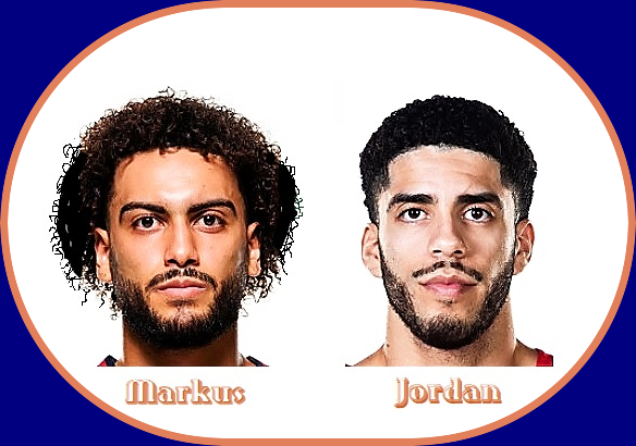 Images of basketball players and brothers, for two different teams in the Liga Edesa (Liga ACB) in Spain. We see Markus Howard on the left and Jordan Howard to the right.