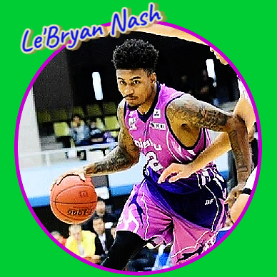 Le'Bryan Nash, Fukushima Forebond, in the BJ League in Japan, shown driving with the basketball in 2016..