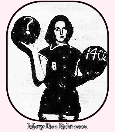 Image of Mary Dan Robinson, Biscoe High School girls basketball player in North Carolina, holding two basketballs, a B on her uniform jersey. From the Greensboro Daily News, Greensboro, N.C., January 18, 1953.