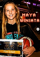Image of Australian U16 girls basketball player, Maya Winiata, holding a certificate.