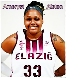 Portrait from number (#33) up, of Ameryst Alston, women's basketball player in the Turkish Women's Leafue, for the Elazig Karabulut team.