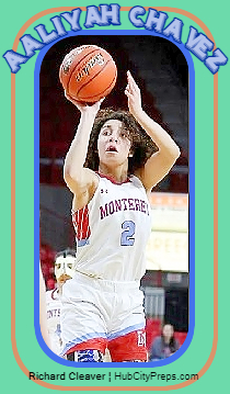 Aaliyah Chavez, Monterey High Sxshool (Texas) girls basketball star, #2, shooting a right-handed one-handed foul shot. Photo by Richard Cleaver/HubCityPreps.com.