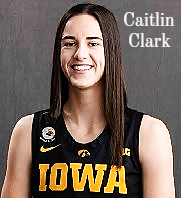 Image of a smiling Caitlin Clark, University of Iowa women's basketball player.