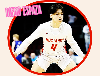 Diego Espaza, Macksville High School (Kansas) , #4 shown in MUSTANGS red on white uniform, playing defense.