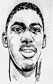 Artist's portrait of White Plains High School basketball player Mal Graham, out of The Reporter Dispatch, White Plains, N.Y., February 9, 1963.