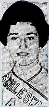 Portrait of Marlene Henningsen, Schleswig High School,Iowa, basketball player. Image from the Des Moines Tribune, Des Moines, Iowa, January 21, 1963.
