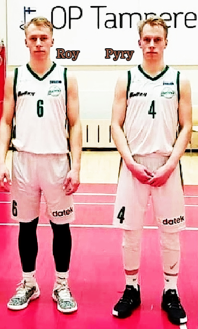 Image of basketball playing twins for Hyvinkaan Ponteva, Finland 1st Division B League.