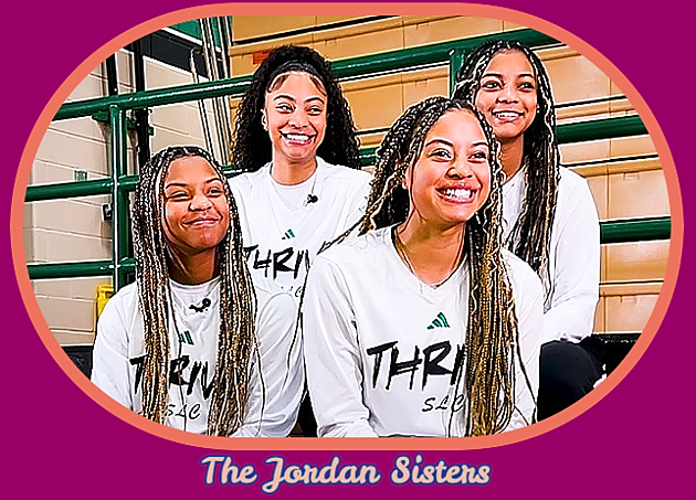Photo of the Jordan Sisters of the Southlake Carroll Dragons, a high school basketbakk team in Texas. Milania, Gianna, Natalia and Nadia.
