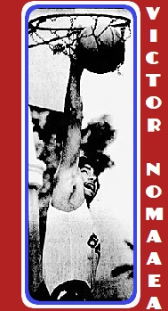 Victor Nomaaea, American Samoan basketball player, shown dunking the ball. From the News Pilot, San Pedro, California, September 19, 1985.