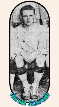 Harold Schmidt, Kansas City Bulldogs basketball player, cropped from a team photo, sitting, from the Chicago Sunday Tribune, April 8, 1923.