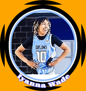 Image of girl basketball player Iyanna Wade, Clairton High School, Pennsylvania, hands on hips in her blue #10 BRUINS uniform.