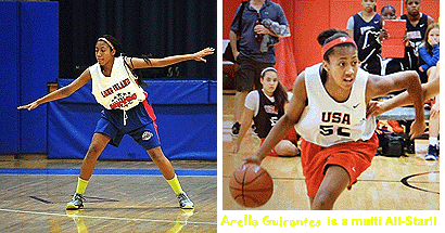 Arella Guirantes, Bellport basketball player, as an all-star for Long Island and for the USA U17 teams.