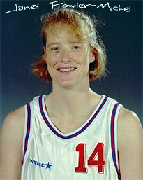 Picture of Janet Fowler-Michel on DJK Wrzburg basketball club, from 1998.