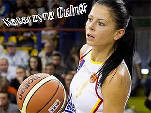 Katarzyna Dulnik, Peuszkow (Poland) basketball player, in action with ball.