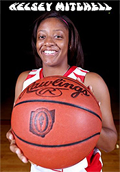 Image of Kelsey Mitchell, Princeton Viking (Ohio high school girl basketball player), with basketball.