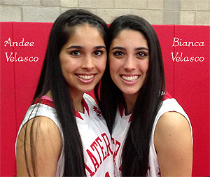 Picture of Andee & Bianca Velasco, basketball plaaying sisters for Mater Dei High Monarchs.