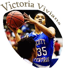 Victoria Vivians, in blue Scott Central uniform, number 35, going up for a shot. (Mississippi girls basketball) Copyright The Clarion-Ledger.
