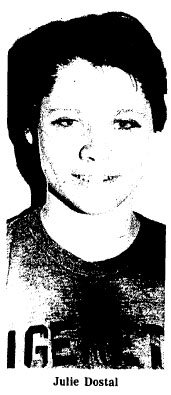 Picture of Julie Dostal, Carroll High basketball player (Iowa), from The Carroll Daily Times Herald, January 11, 1982.