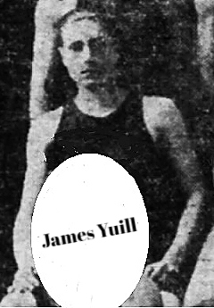 Image cropped from a team photo of the Cedar Rapids High School basketball team, of James Yuill. From The Gazette, Cedar Rapids, Iowa, April 6, 1912.