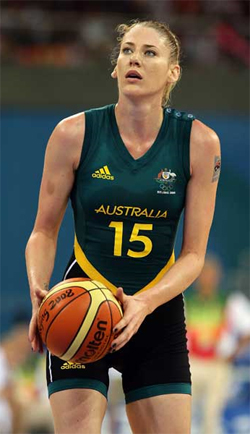 Belinda Snell, shooting a foul shot, for the Australian Women's national basketball team, 2008.