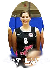 Image of CAtherine 'Cat' Lutz, Reading Rocket women's basketball player in the British (EBL) Midland South West Division 2 League, 2013-14. A black uniform, #8 on it above a red Flash Gordon-like rocket blasting off from the word Rocket.