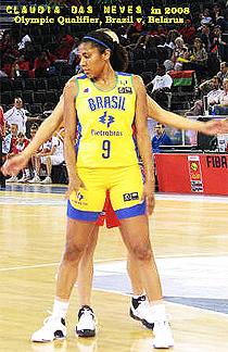 Photo of Claudia Das Neves, Brazilian female basketball player, plying for Brazil versus Belarus is a FIBA Olympic Qualifying round game, June 13, 2006. Belarus won in overtime, 86-79.