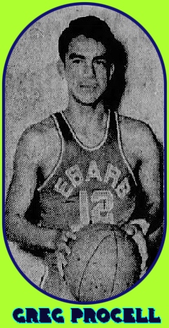 Image of Greg Procell, Ebarb High, #12, hlding ball with both hands looking straight, from waist up. FrommThe Shreveport Journal, Shreveport, Louisiana, October 22, 1989.