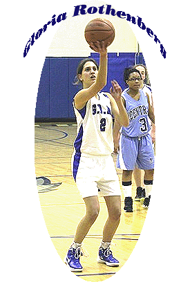 Gloria Rothenberg, Golda Och Academy basketball player (New Jersey), number 8, shooting a foul shot with one hand.
