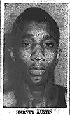 Black & white portrait image, of Harvey Austin, 1951 Emerson High basketball player in 1951. From Buffalo Courier Express, February 14, 1951.