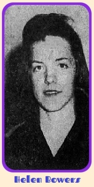 Portrait image of girls basketball player, Helen Bowers, Chuckey-Doak High School, Tennessee. From The Greenvile Sun, Greenville, Tennessee, February 17, 1960.