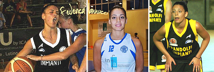 Images of Federica Iannucci, Pandolfi Impianto co-ed (female) basketball player in image collage, action and posed shots.