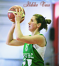 Ildiko Vass, Romanian female basketball player, shooting a foul shot.