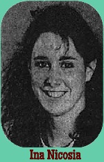 Portrait of Ina Nicosia, Vineland High School (NJ) girls basketball player. From the Courier-Post, Camden, New Jersey, March 20, 1990