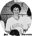 Image cropped from 1989 team photo, of girls basketball player in white Eagles uniform of Eldorado High School (New Mexico).
