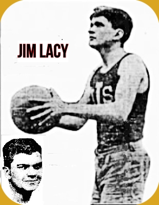 Images of Jim Lacy, Loyola High School (Blakefield, Maryland) basketball player from early 1920s. Shown about to shoot a foul shot or set shot to our left, and a portrait. The action shot is from The Baltimore Sun, Feb. 22, 1921 and the portrait picture from The Baltimore Sun, Feb. 11, 1922.