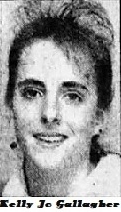Portrait image of Pennsylvania girls basketball player, Kelly Jo Gallagher, Northeast Bradford High School. From the December 24, 1993 issue of the Star-Gazette, Elmira, New York.