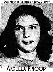 Image of Ardella Knoop, Clutier High School (Iowa) girls basketball player, 1946-1949. Image from The Des Moines Tribune, Dec. 9, 1946.