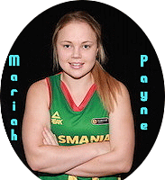 Image of Mariah Payne, Tasmania U20 womens's basketball player, in green uniform with arms crossed.