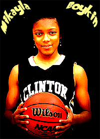 Mikayla Boykin, Clinton High (North Carolina) girls basketball player, with basketball.