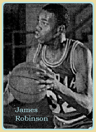 A.P. image of James Robinson, bringing the ball upcourt (to our left), in his Murrah uniform, number 32. From the Clarion-Ledger, Feb. 2, 1989.