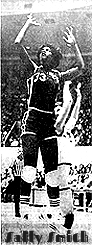 March 27, 1968 image from The Tennessean, Nashville, Tenn., from 3/27/1968, photo by Dean Bush. It shows girls basketball player from Waverly Igh, Tennessee, with arms in air after shooting. Uniform #33.