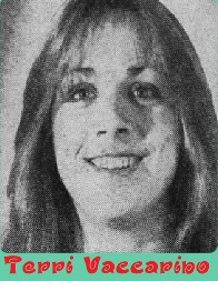 Portrait image of girls basketball player Terri Vaccarino, Ridgefield High School, New Jersey; a senior in 1980-81. From The Record, Hackensack, New Jersey, January 23, 1981.