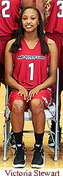 Victoria Stewart, #1, from team photo. Henderson State University female basketball player.