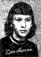 Portrait of Zeta Ingram, HArtsville High Red Foxette (South Carolina) girls basketball player. From February 2, 1958 Florence Morning News (S.C.).