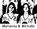 Photo of Marianne and Michalle Oveson, Muscatine High Muskie basketball players for the Sophomore team in 1975-76. Cropped from team photo, 1/23/1976 Muscatine Daily Journal.